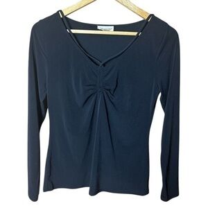 New The General Good Pullover Ruched Bodice Top Black Medium Stitch Fix NWOT